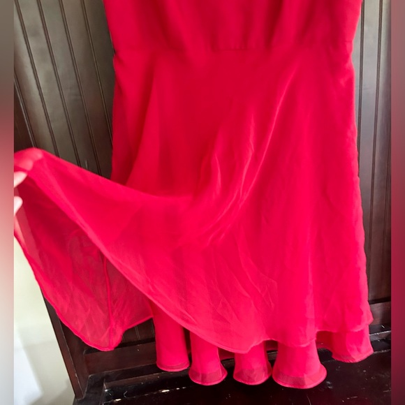 Y2K LORI ANN MONTREAL Babydoll Cherry Red Spaghetti Strap Tiered Slip Dress Sz L - Picture 7 of 15